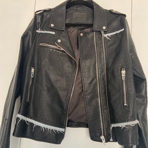 Blank NYC Fray Denim Trim Moto Jacket